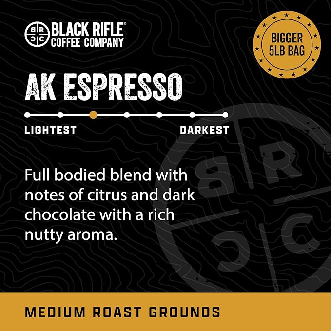 Black Rifle Coffee Company AK-47 Espresso Blend – Medium Roast Ground Coffee, 5 lb Bag