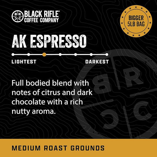 Black Rifle Coffee Company AK-47 Espresso Blend – Medium Roast Ground Coffee, 5 lb Bag