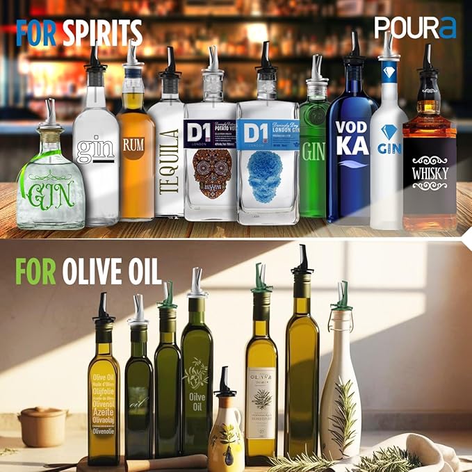 BPA‑Free Olive Oil Bottle Spouts, Leakproof Olive Oil Dispenser Spout with Hygienic One‑Hand Open/Close, Dust Cap & Screen Alternative, 2‑Pack Green