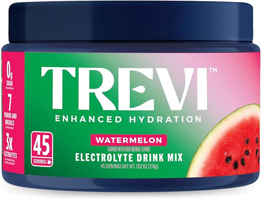 TREVI™ Sugar Free Electrolytes - Everyday Hydration Drink Mix Hydration Powder Multi Serving Tub - 45 Serving - Watermelon
