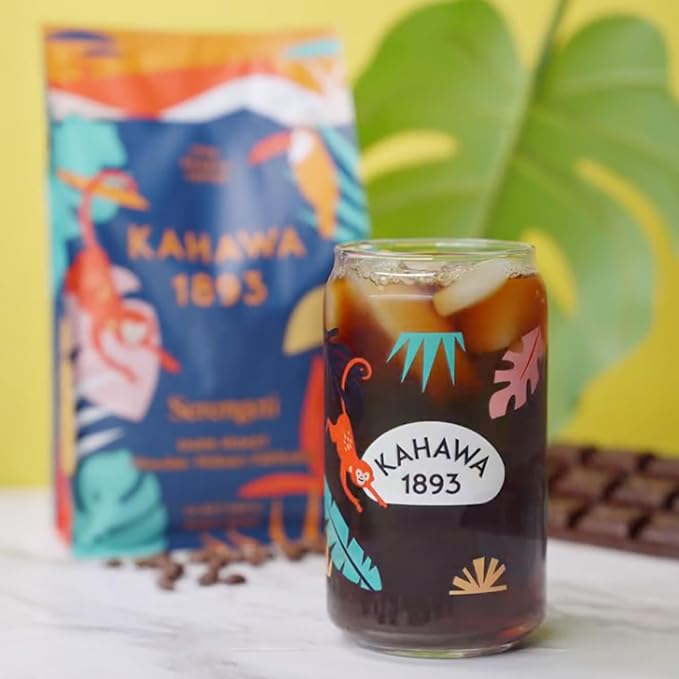 Kahawa 1893 Ground Coffee Dark Roast Serengeti Blend 12 Oz - As Seen on Shark Tank, Low Acid, High Antioxidants, Naturally Sweet, Organically Grown, Ethically & Sustainably Sourced