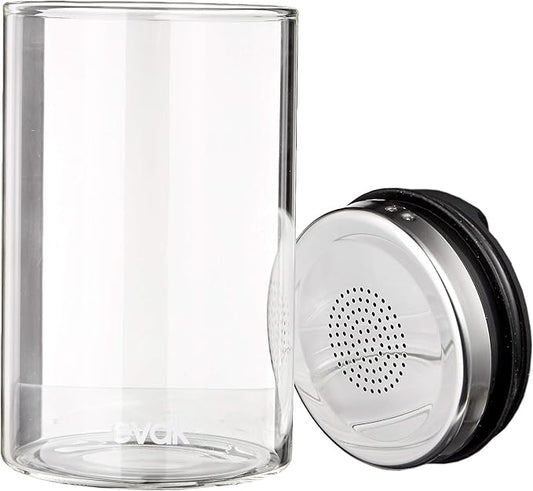 Prepara Evak Fresh Saver Airless Canister, Glass & Stainless, Medium, Soft Touch Black Handle