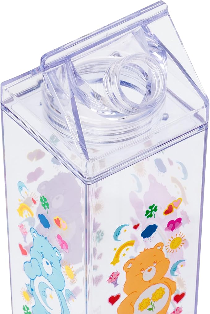 Silver Buffalo Care Bears Featuring Friend, Cheer, Grumpy, and Best Friend Bear Plastic Milk Carton Pitcher Bottle, 16.2 Ounces