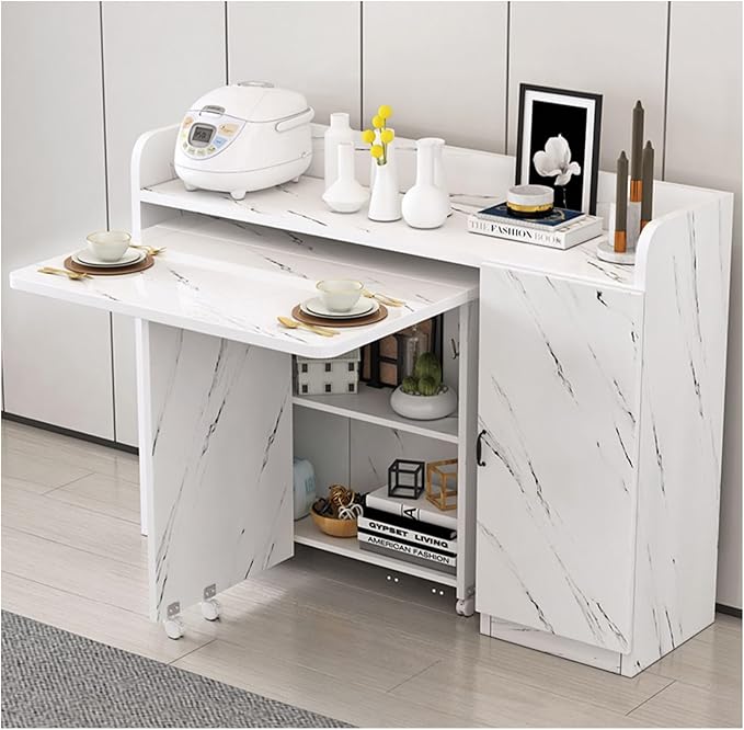 Coffee Bar Table with Storage Cabinet Sideboard Buffet Cabinet Folding Side Table Freestanding Pantry Cabinet for Kitchen Living Dining Room Entryway(C,Small)