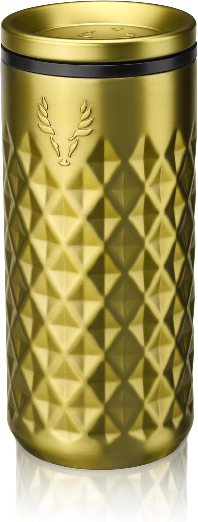 Viski Paragon Stainless Steel Highball Tumbler Cup with Lid, Insulated Ceramic Lined Metal Cocktail Glass for Patio, Outdoor Party, Wedding Gifts, Gifts for Drink Lovers, 16 oz, Set of 1, Gold