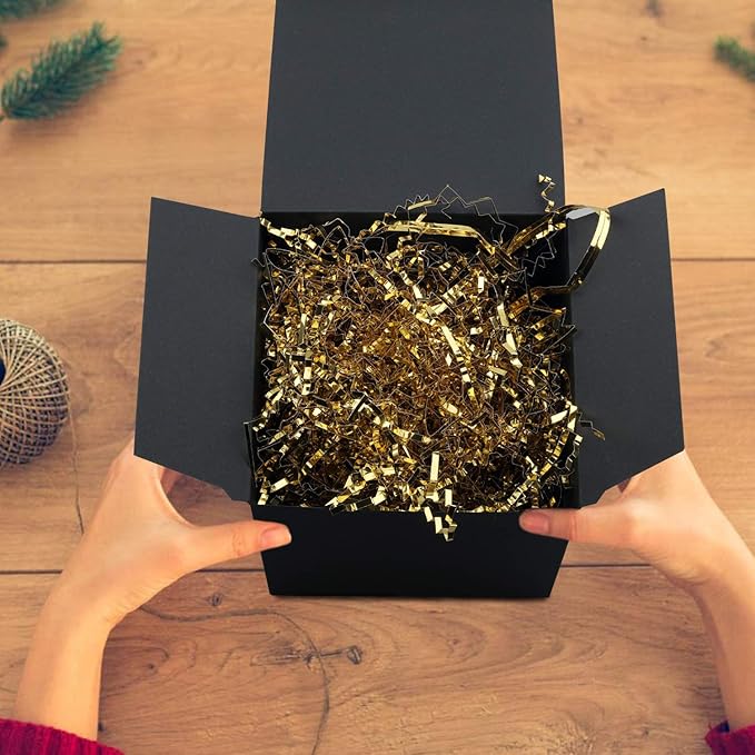 15 Pcs Black Gift Boxes, 6 x 6 x 6" Kraft Paper Cardboard Boxes - Perfect for Parties, Weddings, Birthdays, Christmas & Crafting