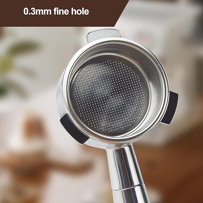 stochastic box 54 mm Bottomless Portafilter with Puck Screen, 3 Ears Espresso Portafilter Compatible with Breville Barista BES870XL Express Machines,Stainless Steel Porta filter and Rosewood Handle