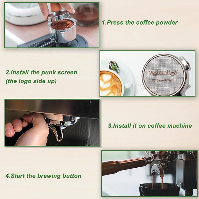 53.5mm Espresso Puck Screen Reusable Espresso Filter Screen 316 Stainless Steel Portafilter Screen for Breville 2 Pack