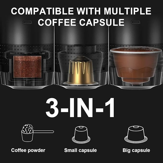 Mulli Cordless Electric Espresso Machine‌‌-Portable Coffee Maker for Ground Coffee & NS Capsule with Self-Heating Technology‌-Perfect for RV, Hiking, Camping, Office & On-the-Go Lifestyles