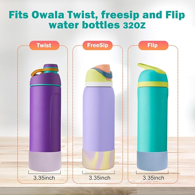 WK IEASON 2Pcs Silicone Boot for Owala Water Bottle, Protective Flask Bottom Cover Base for Owala FreeSip Twist and Flip Flask Water Bottle Accessories-3.35inch Bottom Diameter