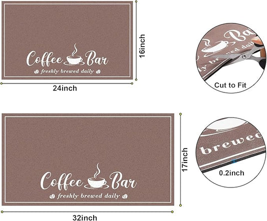 Absorbent Coffee Mat, Fashion Dish Drying Mat for Kitchen Counter Coffee Bar Accessories Espresso Machine Dish Rack 17" x 32" Brown
