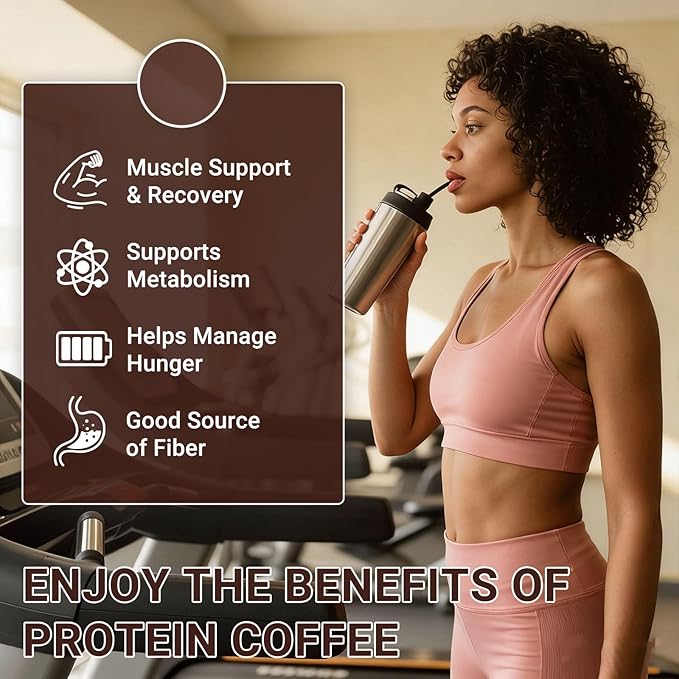 Protein Coffee Powder - Caramel Protein Iced Coffee, 0g Sugar, Keto Friendly, 80 mg Caffeine Per Serving - 20 Servings