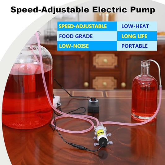Electric Water Transfer Pump 110V Speed Adjustable for Ice Maker,Coffee Machine,Water Cooling,Food Grade Auto Siphon Self Priming Diaphragm Pumps for Bottling Wine,Beer and Beverages,2L/Min,Low Noise