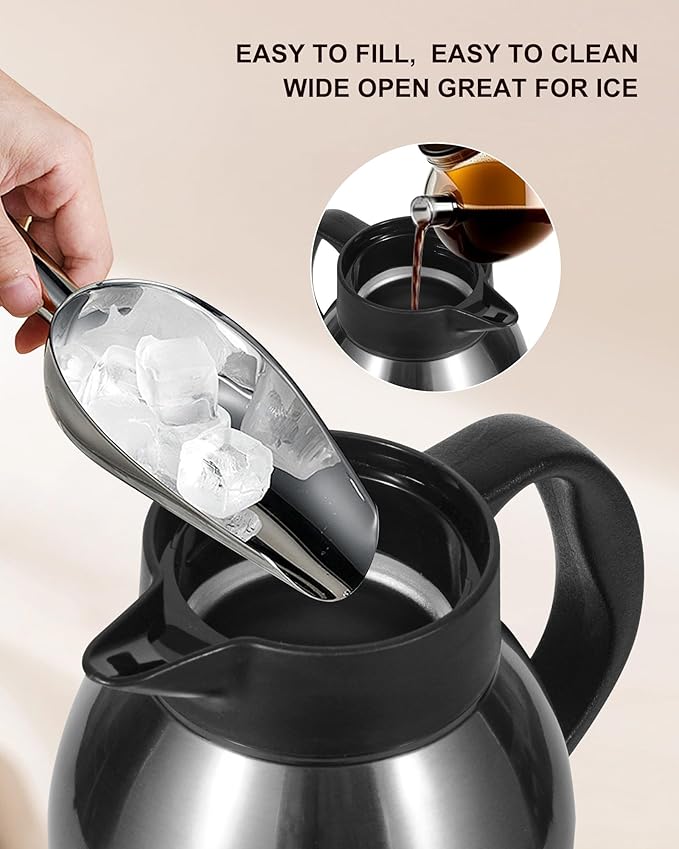 Large and Heavy Thermal Coffee Carafe 102 oz,Fullness Water is 7.3 LB, Insulated Carafe for Hot Liquids,Coffee Carafes For Keeping Hot for Parties/Tea Dispenser Flask(Silver)