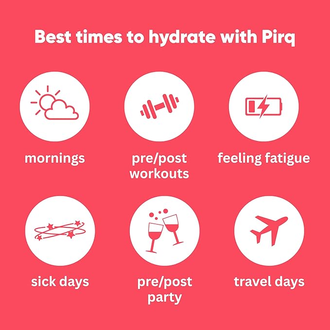 Pirq Hydration - Watermelon - Hydration Powder Packets | Electrolyte Drink Mix | Curcumin | B Vitamins | Zero Sugar | Keto Friendly | 10 Sticks