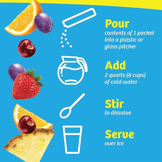 Wyler's Light Pitcher Packs, Water Drink Mix, Fruit Punch,6 Pitcher Packets
