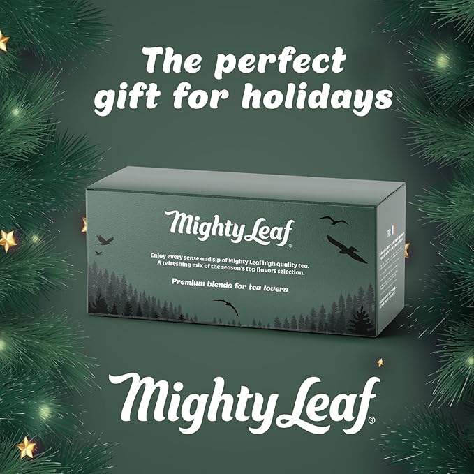 Mighty Leaf Organic Tea Sampler – 40 Count Silken Tea Bags – 8 Assorted Flavors: Tropical Green, Chamomile Citrus, Earl Grey, Vanilla Bean, White Orchard, Breakfast, Spring Jasmine, African Nectar – Premium Tea Gift Box