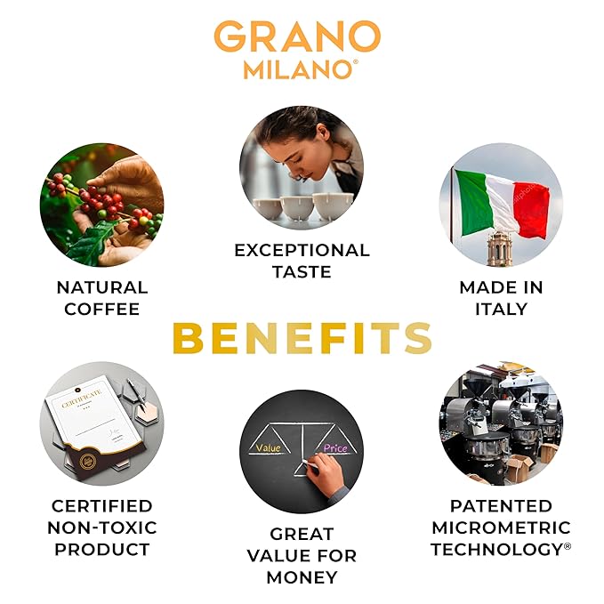 New Grano Milano Crema Coffee Capsules - 50 Aluminum Coffee Pods Compatible with Nespresso Original line, Medium Roast - Intensity 8/12, Made in Italy