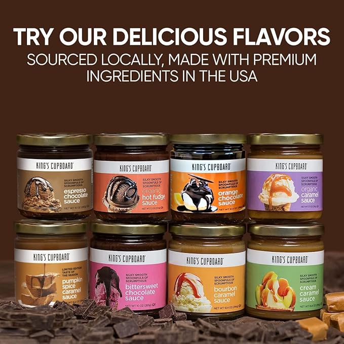 King's Cupboard Butterscotch Caramel Sauce - The Perfect Sauce for Ice Cream, Fruit Dip, Desserts, Coffee, Butterscotch Topping - Gluten-Free, Kosher, All Natural Ingredients, Made in USA 10.4 oz (Pack of 1)