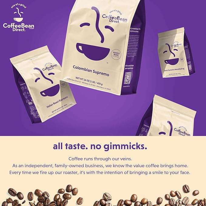 Coffee Bean Direct Decaf French Roast Blend, Whole Bean Coffee, Dark Roast, 1 Pound Bag (Pack of 1)