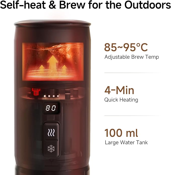 HIBREW H4C Ultra - Portable Electric Espresso Maker, 51mm Bottomless Professional Coffee Maker, USB-C Rechargeable for Ground Coffee, Compact for Home and Travel, with Foldable Holder & Carrying Case