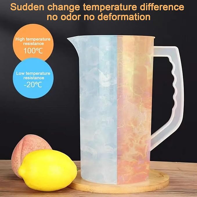 Mixing Pitcher for Drinks with Lid-Wide Mouth Juice Pitcher,Includes Plastic Blades & Adjustable Mixer Plunger,Comes with Cleaning Sponge Brush,Perfect for Juice,Tea,Milk,Lemonade (2.1qt/67.6oz)