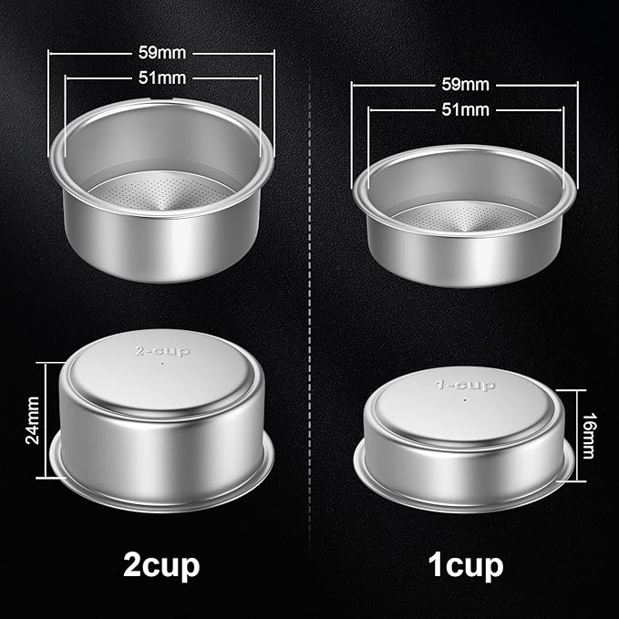 51mm Portafilter Basket Double Layer Pressurized Filter Basket Stainless Steel Coffee Portafilter Basket Espresso Filter Basket