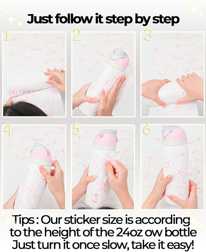 Bows Stickers for Custom Owala Accessories - Cute Tumbler Decals, Fits 24oz Urban Outfitters Owala Bottles (Ocean Breeze Bow, Black)
