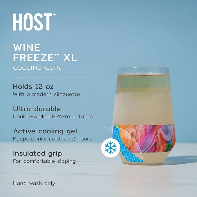 Host Freeze XL Cooling Cup, Double Walled Insulated Freezable Drink Chilling Tumbler with Freezing Gel, 12 Ounces - Set of 1, Unicorn