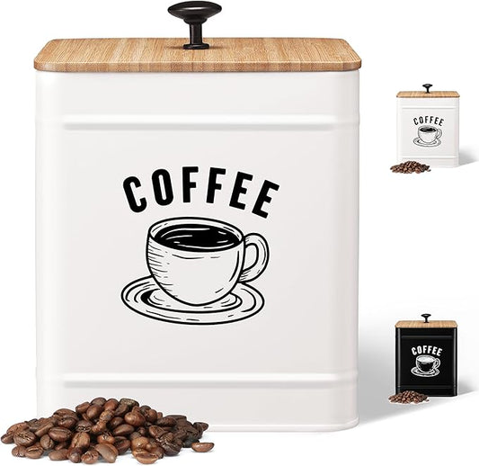 PERFNIQUE Coffee Canister, Airtight Coffee Bean Storage Container, Café Grounds Container, Cafe Jar Cafe Holder, K Cup Holder, Food Storage Container, Farmhouse Kitchen Decor