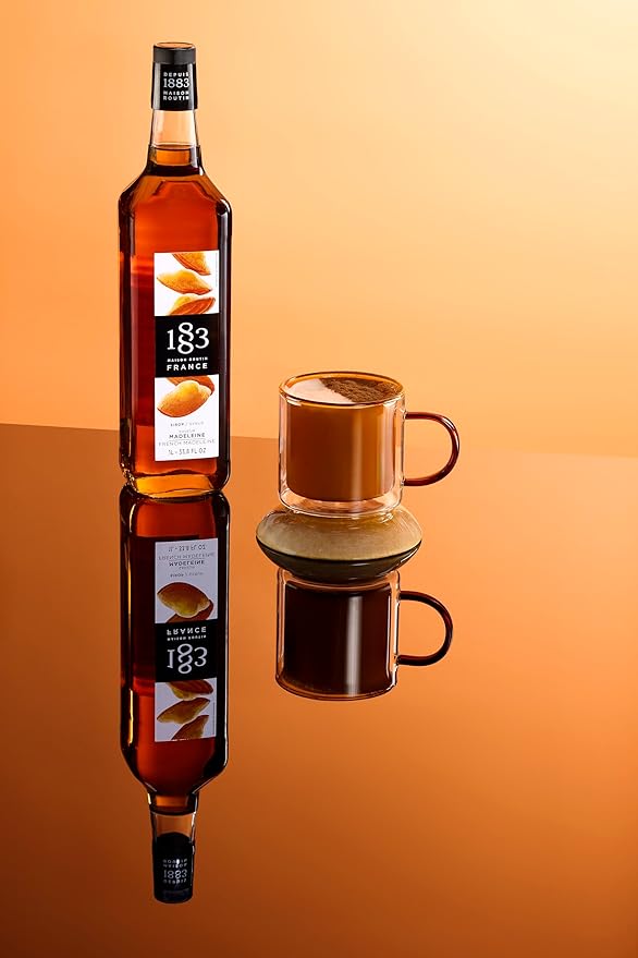 1883 French Madeleine Syrup for Drinks – Premium Flavoring Syrup Made in France, 1 Liter Glass Bottle – Perfect for Coffee, Lattes, Cocktails, and Desserts