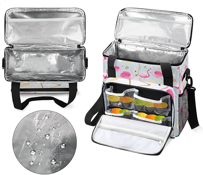 Animal Pink Flamingos Coffee Maker Carring Bag Travel Storage Tote Bag Compatible with Keurig K-Mini or K-Mini Plus Portable Single Serve Coffee Brewer Case with Pockets for K-cup Pods