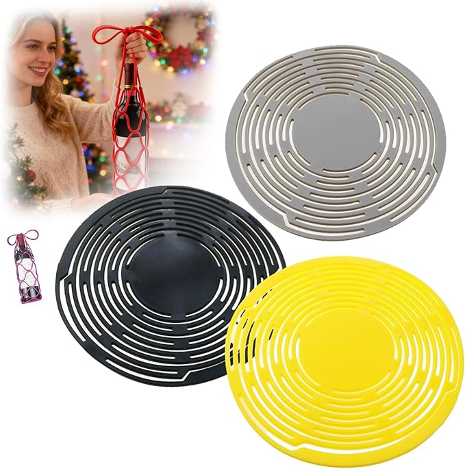 Multifunctional Mesh Coaster,Multifunctional Mesh Cup Coaster,Multi-Use Silicone Storage Bag&Organizer,Wine Holder Handheld Bottle Mesh Coaster Silicone Mat Mesh Design (3-1)