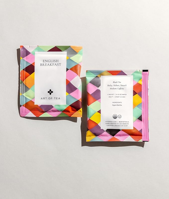 Art of Tea | Organic English Breakfast Tea | 50 Eco Friendly Pyramid Tea Bag Sachet Bulk Box