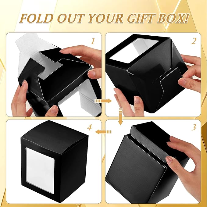 Ctosree 50 Pcs Mug Boxes for Gifts Sublimation Mug Box with Clear Window for Coffee Cup Packaging Shipping Exhibition for 11oz, 12oz, 15oz Blank Gift Christmas Wrapping Craft(Black)