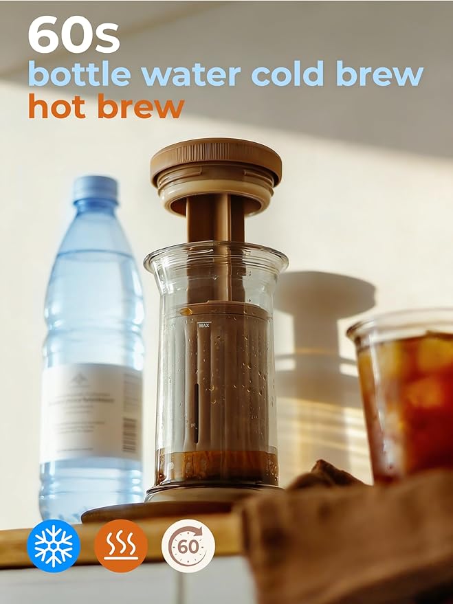 DriftBrew D1 All-in-one Portable Coffee Maker with 200-Count Paper Filters Included, Cold & Hot Brew, a French-press Style Coffee Press for Travel, Hiking & Camping