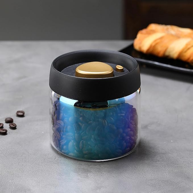 Colorful Coffee Vacuum Container Jars, Food Coffee Bean Storage Containers with Lids Airtight, Manual Vacuum Extraction Sealed Tank (Colorful, 500, Milliliters)