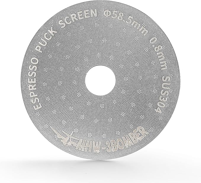 MHW-3BOMBER 58.5mm Espresso Puck Screen with Round Hole Metal Espresso Filter 0.8mm Thickness Coffee Filter for La Marzocco/Gaggia FG5586