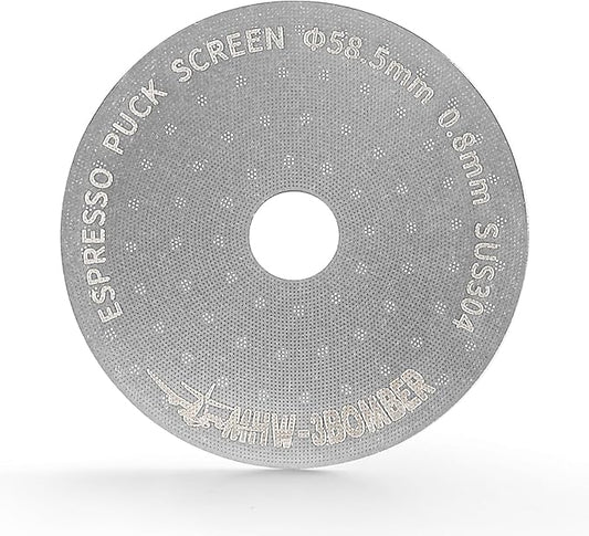 MHW-3BOMBER 58.5mm Espresso Puck Screen with Round Hole Metal Espresso Filter 0.8mm Thickness Coffee Filter for La Marzocco/Gaggia FG5586