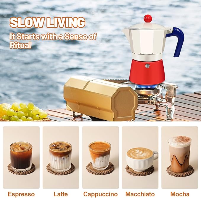 DITOSH 3 Cup Aluminum Espresso Stovetop Moka Pot Express Coffee Maker Percolator Italian Classic Mocha Coffee Machine for Italian and Cuban Cafe Brewing for Home & Camping 150ml 5oz