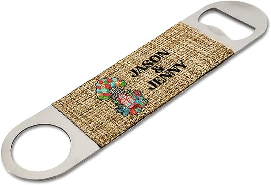 Smile Art Design Couple Names Custom Bottle Opener Burlap Material Home Design Personalized Prints Personalized Gifts House Warming Wedding Rustic Decor Style10