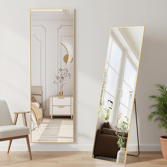 NEWBULIG Full Length Mirror, Upgraded Body Wall Mirrors with Shatter-Proof Glass, Floor Standing Mirror, Home Wall Decor