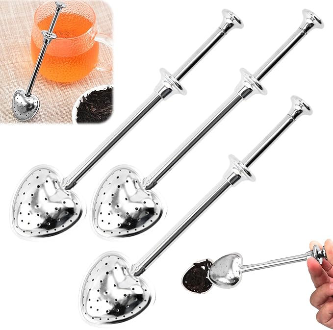 Stainless Steel Tea Diffuser,2025 New Tea Strainer Tea Infuser for Loose Leaf Tea,Creative Tea Spoon With Handle,Fine Holes Tea Interval Filter,Tea Holder Steeper for Tea Accessories (Silver C/3pcs)