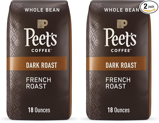 Peet's Coffee Dark Roast Whole Bean Coffee | French Roast | 36 Ounces | 2 Bags