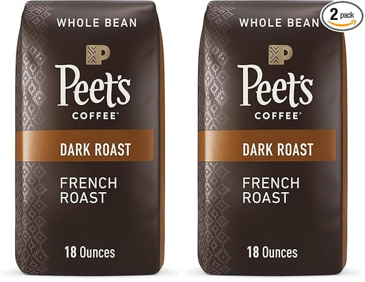Peet's Coffee Dark Roast Whole Bean Coffee | French Roast | 36 Ounces | 2 Bags
