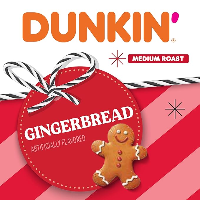 Dunkin’ Gingerbread Artificially Flavored Coffee, Ground Coffee, 11 oz. Bag, 6 Count