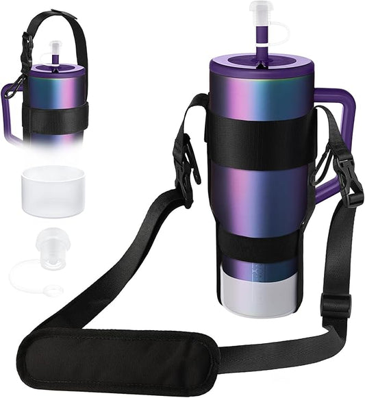 EasyAcc Water Bottle Holder Strap Sling, for Owala FreeSip 24 32 40 oz, Hydro Flask, Cirkul, Yeti, Stanley Flip, Universal Water Bottles, with Carabiner, for Walking Curise Travel (Bottle Excluded)