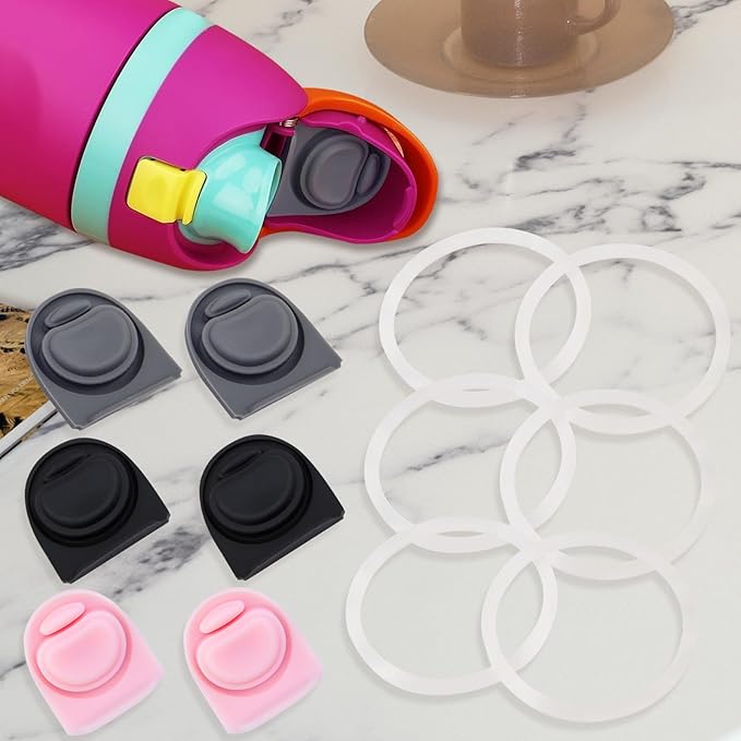 6 Sets Replacement Rubber Stopper and O Ring Gasket Compatible with Owala FreeSip 24oz 32oz,Water Bottle Lid Insert Cap Seal Parts for Owala 16/19/24/32/40oz Mouthpiece Accessories Z6S1
