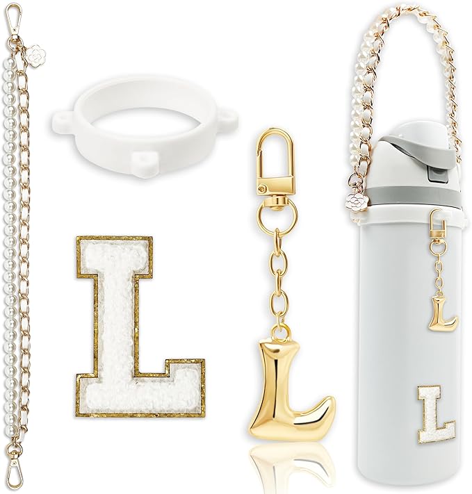 Letter Handle Strap Accessories with Cute Initial Charm Compatible with Owala Water Bottle 24oz 32oz 40oz Owala Kids