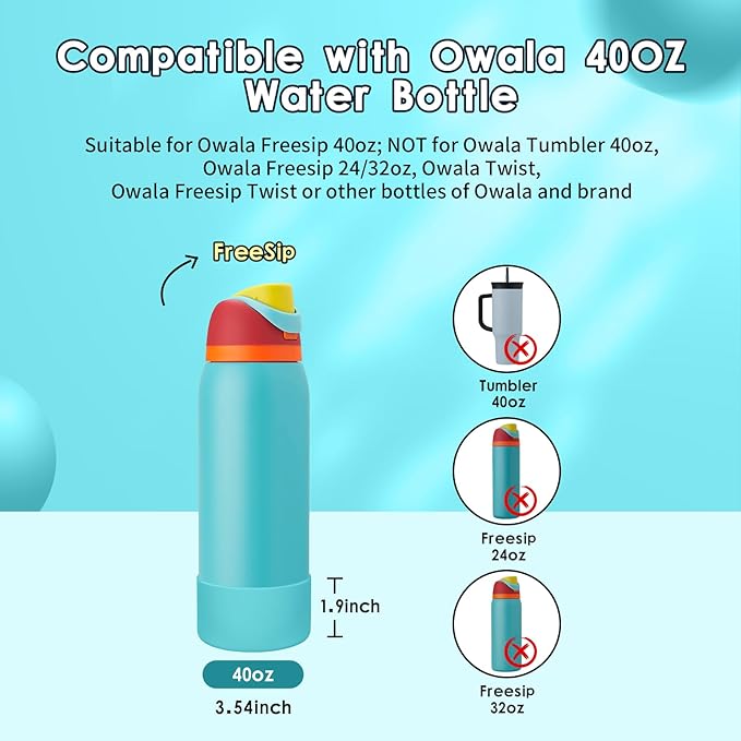 2PCS Silicone Water Bottle Boot, Compatible with Owala 24oz 32oz 40oz, Protective Anti-Scratch & Anti-Dent No Noise Sleeve Cover for FreeSip/Twist/Flip Water Bottles (Summer Sweetness, 40oz)